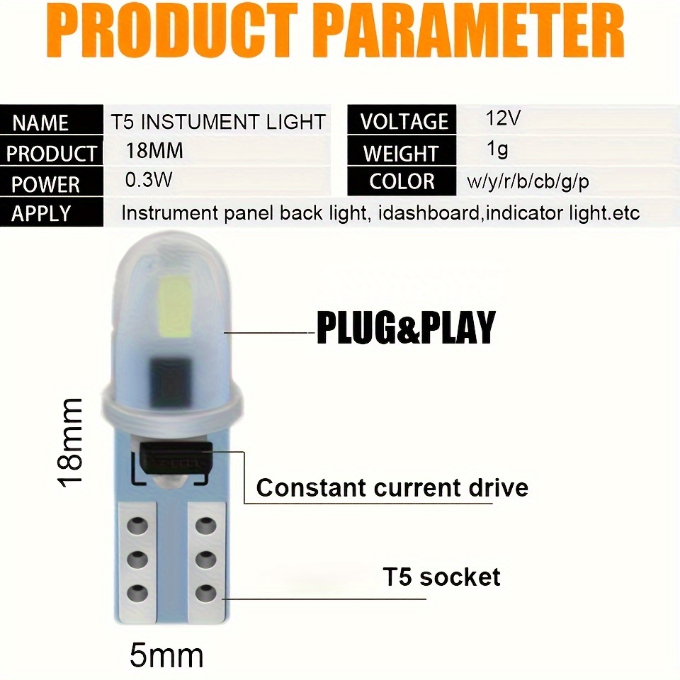 10Pcs T5 LED Wedge Indicator B - Grow Light T5 评论和价格