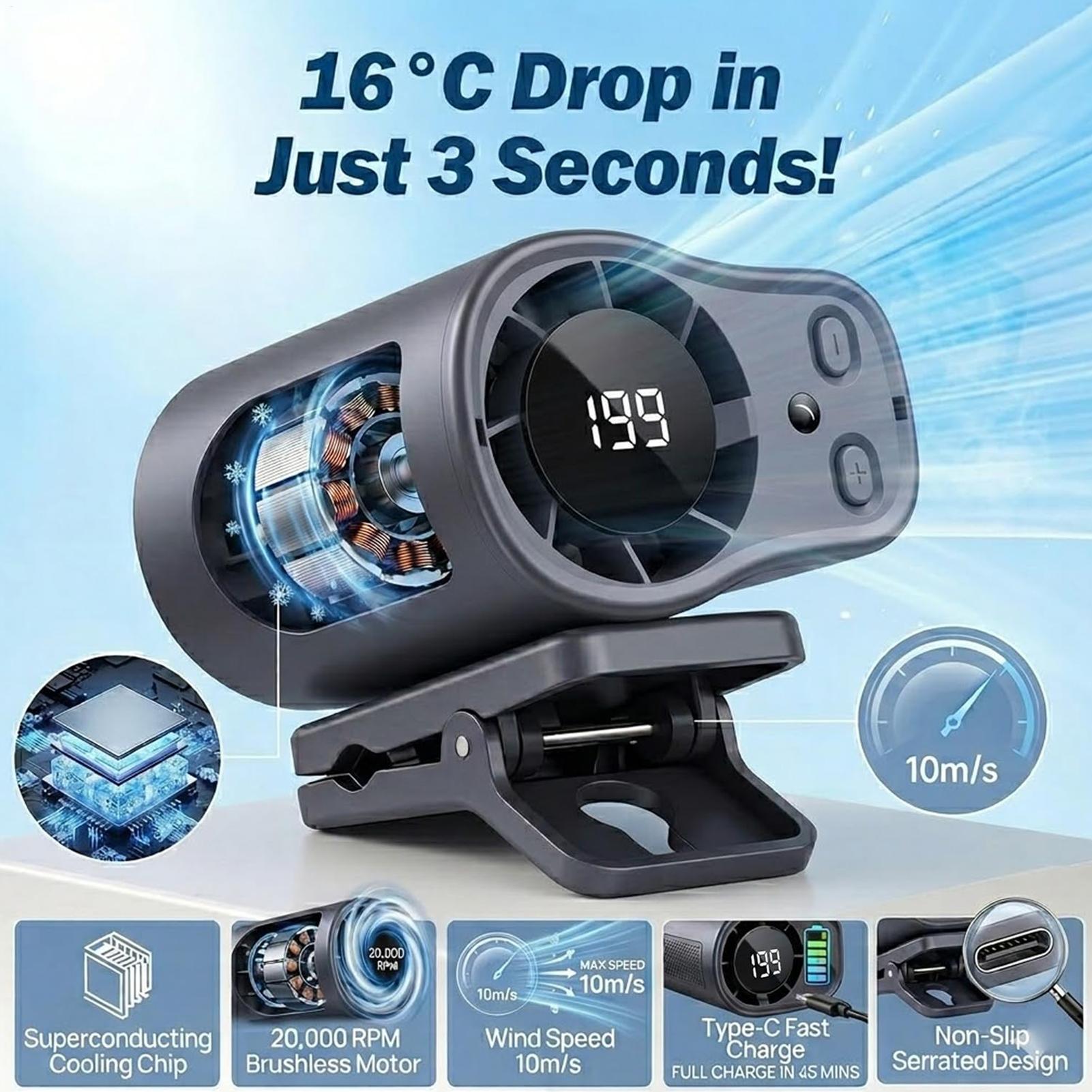 3 Wind Speeds Fans USB Recharg - Oscillating Fan Clip 评论和价格
